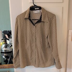 Tan Polka Dot Button-Up Shirt
